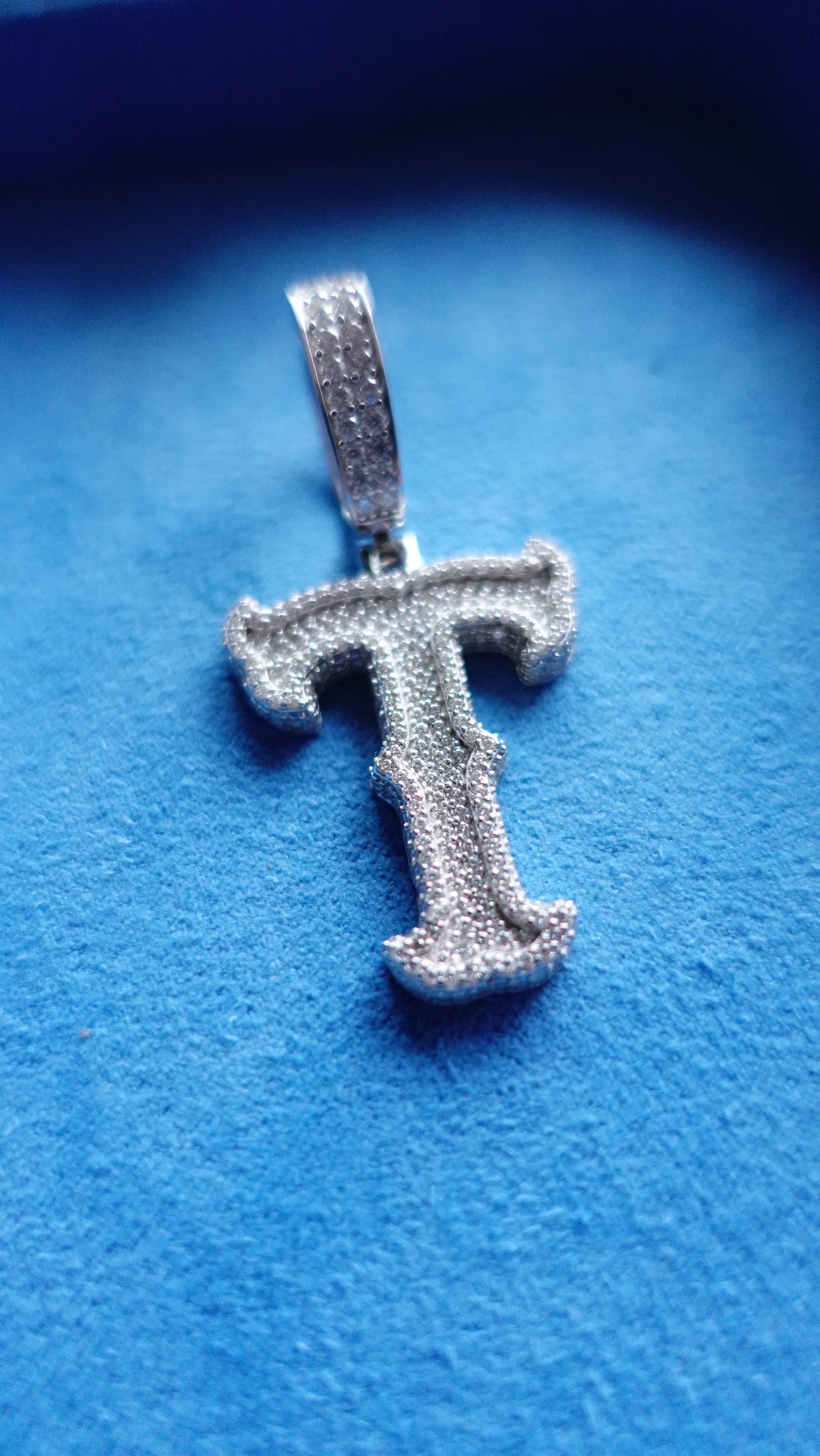 Gelati's Bespoke Custom Moissanite Lab Diamond FL-IF Initial Letters In 925 Sterling Silver & 18k Vermeil Gold Inlay