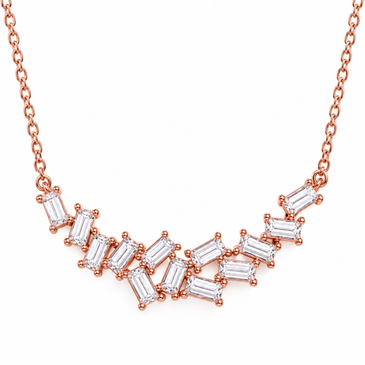 GELATI BESPOKE EMERALD CUT HERITAGE NECKLACE | FL-IF Moissanite | 925 Sterling Silver | 18K Vermeil Gold