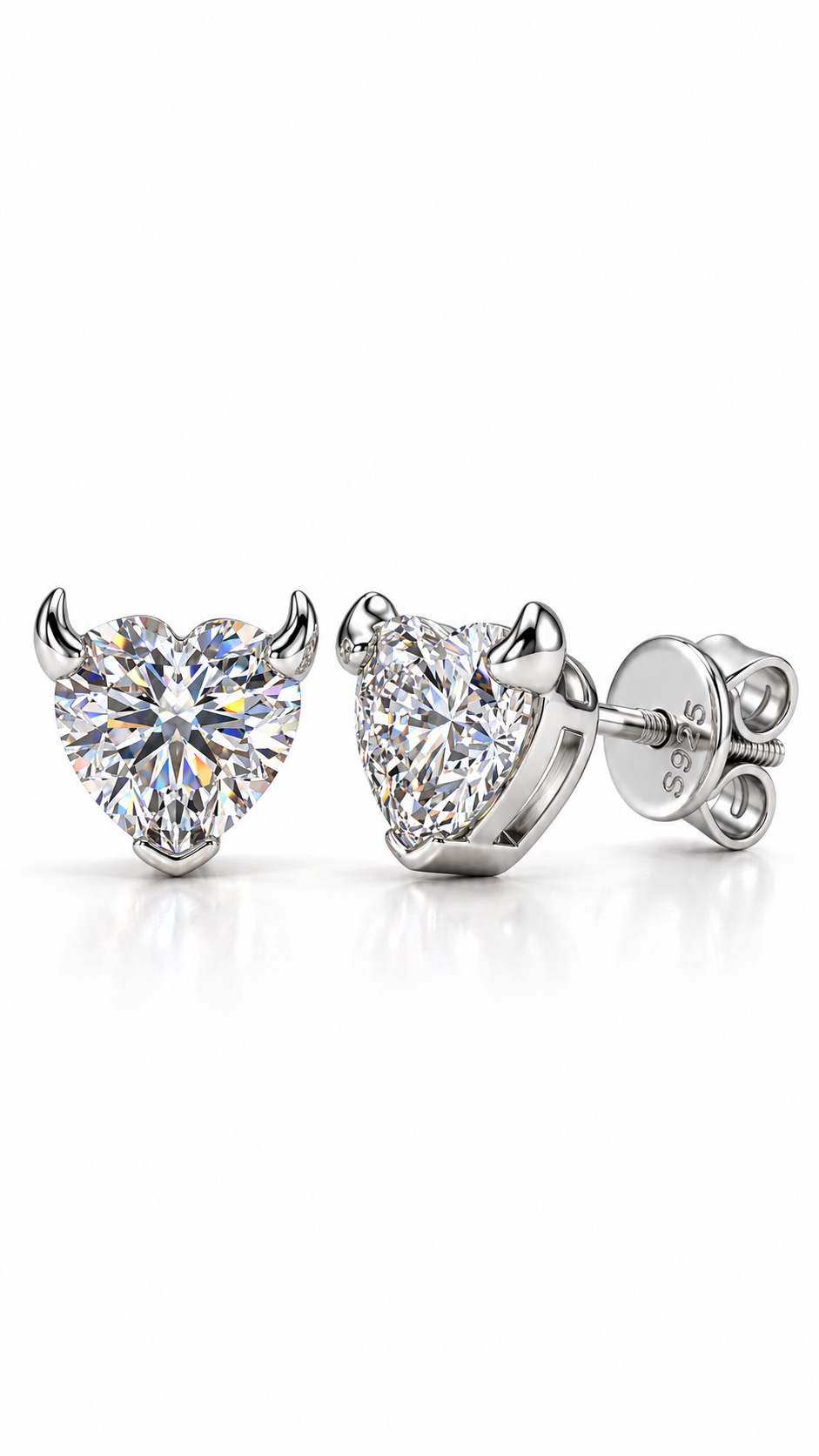 GELATI DIAMOND DEVIL EARRINGS | FL-IF FLAWLESS MOISSANITE | 925 STERLING SILVER | 18K VERMEIL GOLD