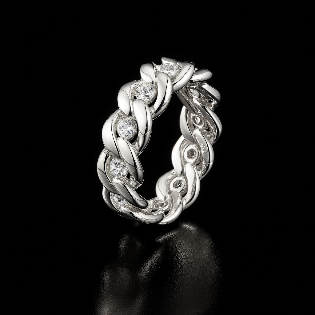 Gelati's Bespoke Diamond 5 CT Cuban Ring in 925 Sterling Silver & FL - IF Moissanite Diamonds