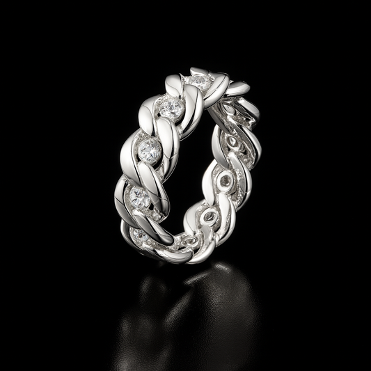 Gelati's Bespoke Diamond 5 CT Cuban Ring in 925 Sterling Silver & FL - IF Moissanite Diamonds