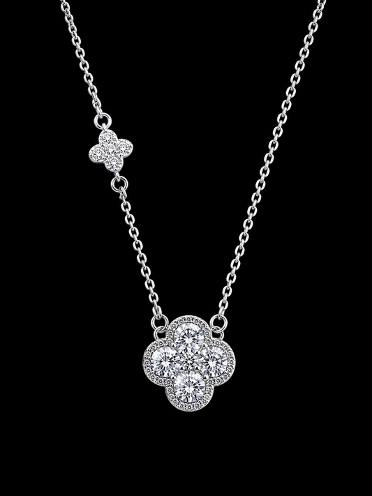Gelati’s Clover Pear Cut Hybrid™ Necklace — Carbon Diamonds | 925 Silver + 18K Vermeil