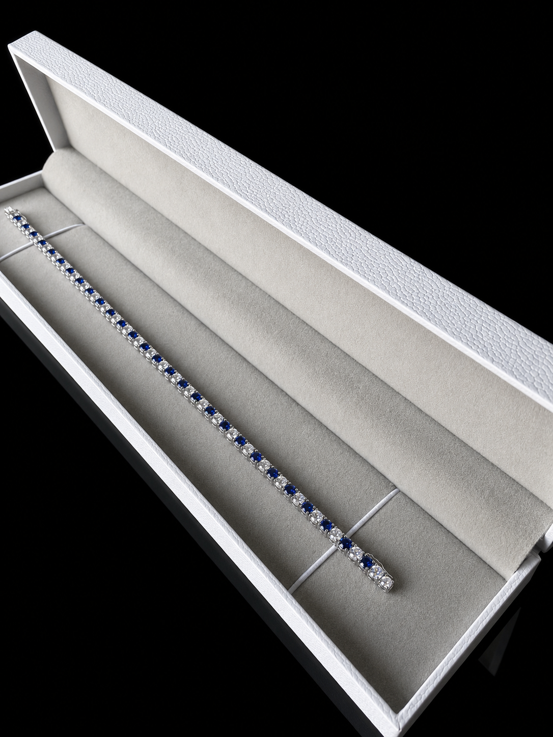 Ghiacciato Sapphire Tennis Bracelet – DVVS1 Moissanite, 925 Silver with PT950 Platinum Inlay