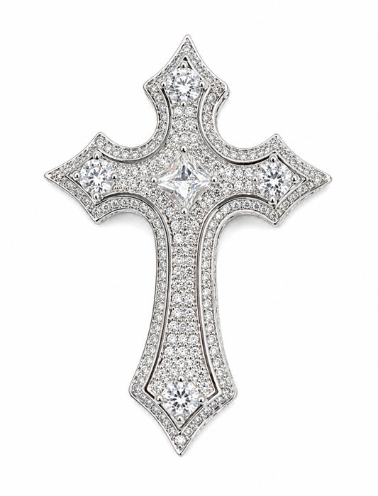 INFERNO CRUCIFIX PENDANT – CARBON DIAMONDS, TITANIUM & 14K VERMEIL