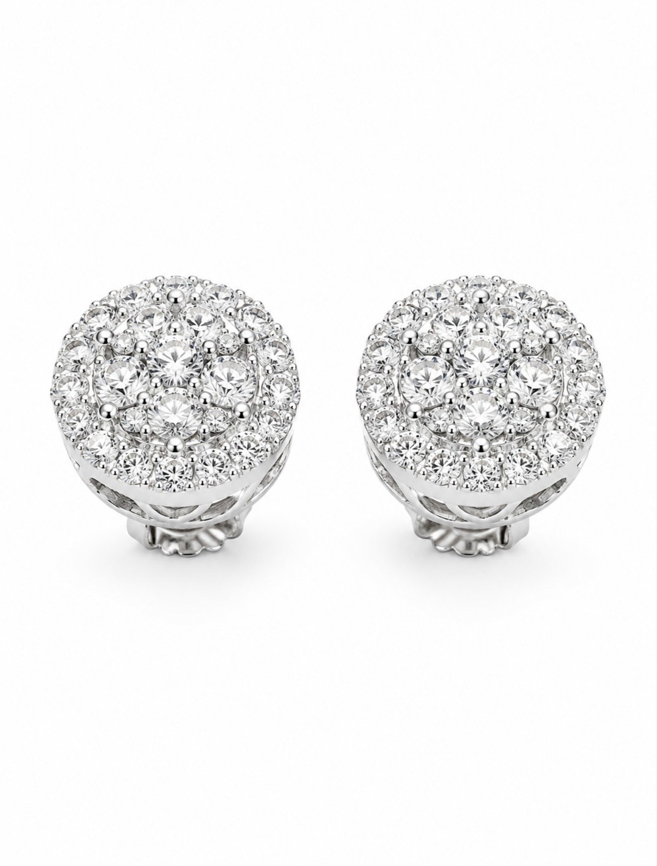 GELATI’S BESPOKE BUSSDOWN 4CTW FL-IF LAB MOISSANITE DIAMOND EARRINGS - IN SOLID 925 STERLING SILVER & 14K VERMEIL GOLD