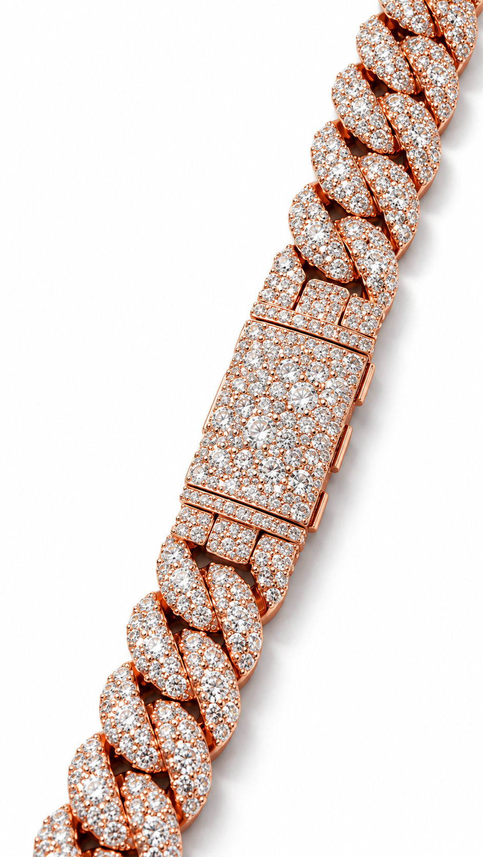 GELATI GALAXY SETTING DIAMOND MOON LINK CUBAN CHAIN | FL-IF Lab Moissanite D-Color | Solid 925 Sterling Silver & 18K Vermeil|