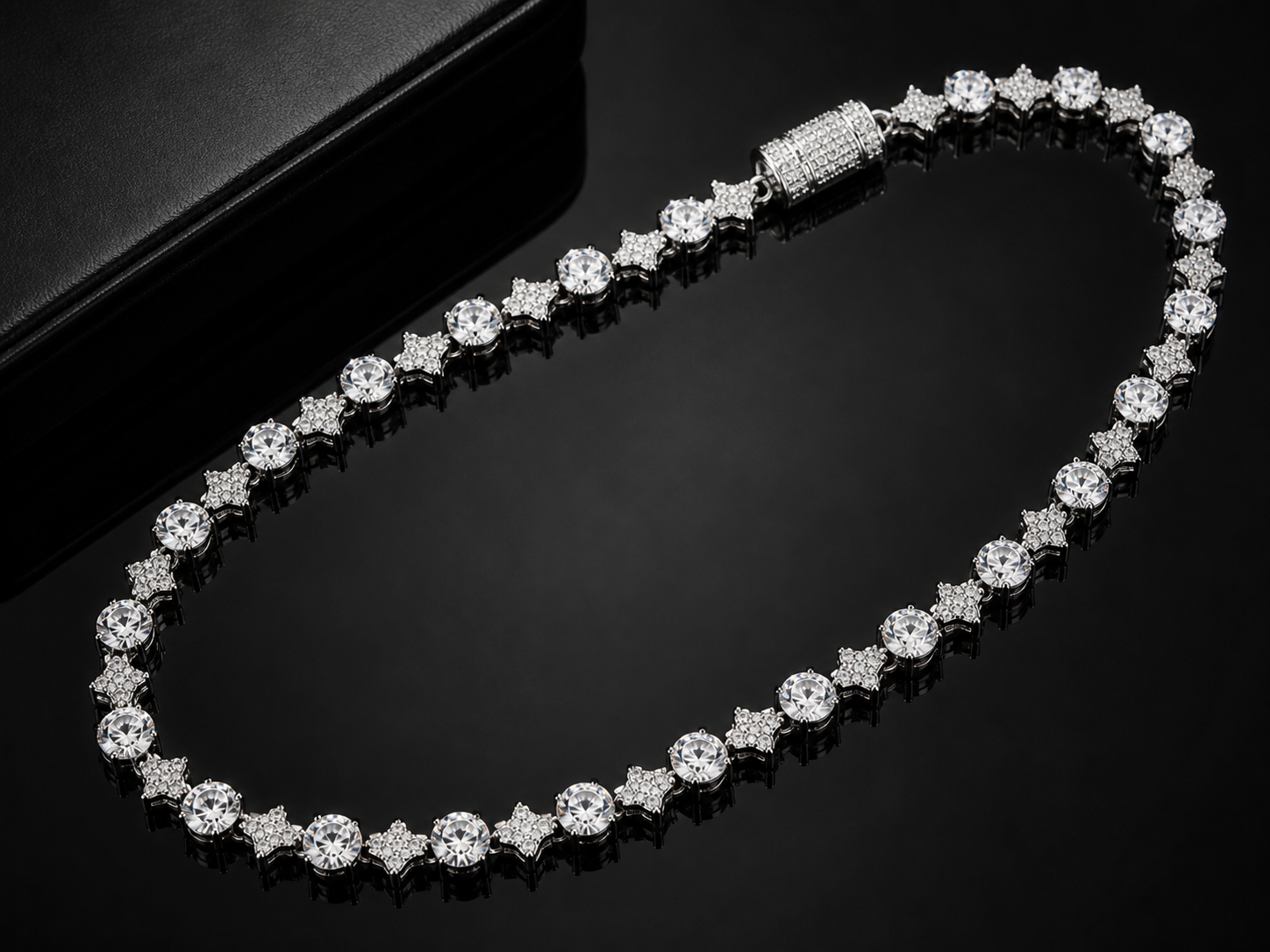 Starchain Tennis Necklace – FL-IF/CB Moissanite, 925 Silver & Titanium - 14K Vermeil