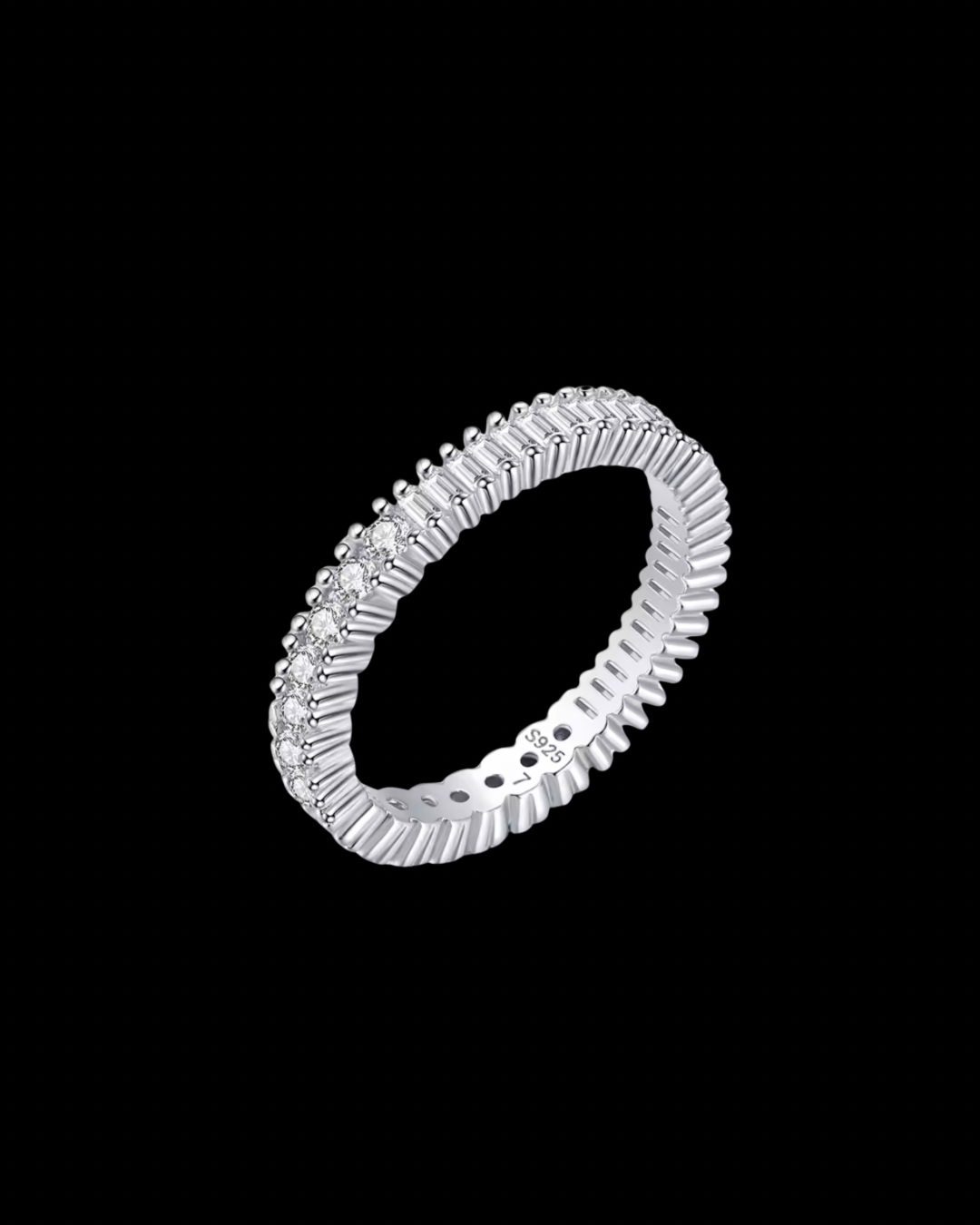 Gelati's Hybrid Set 4MM Micro Pave Carbon Diamonds in 925 Silver & Vermeil 18k  Layers Infinity Band