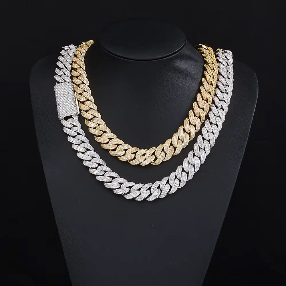 GELATI Colossus 20MM Diamond Cuban Moon Link Chain | FL-IF Flawless Moissanite |18K Vermeil Gold