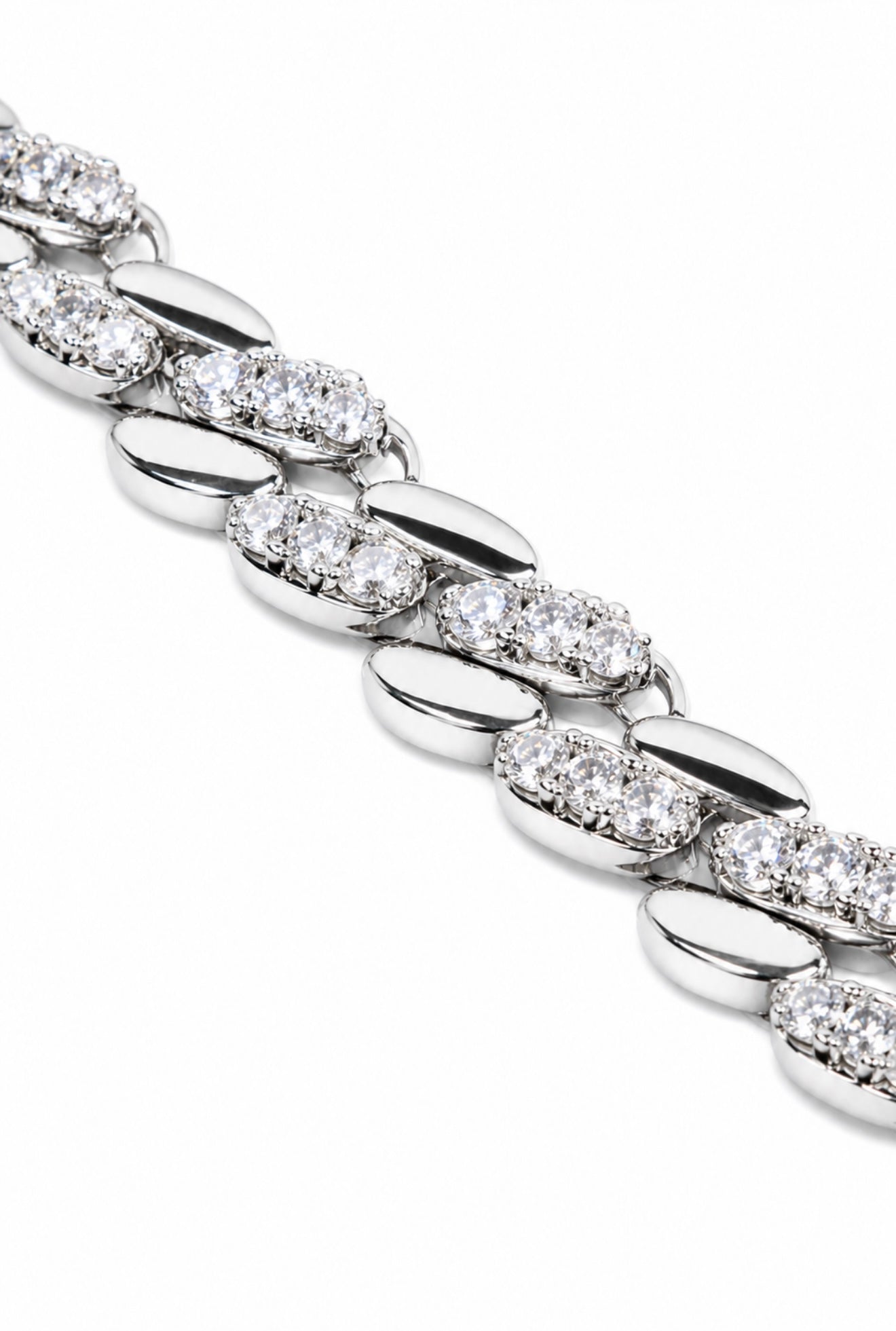 GELATI’S HYBRID HCD Diamonds TWO TONE CUBAN NECKLACE IN STEEL & 18K VERMEIL GOLD