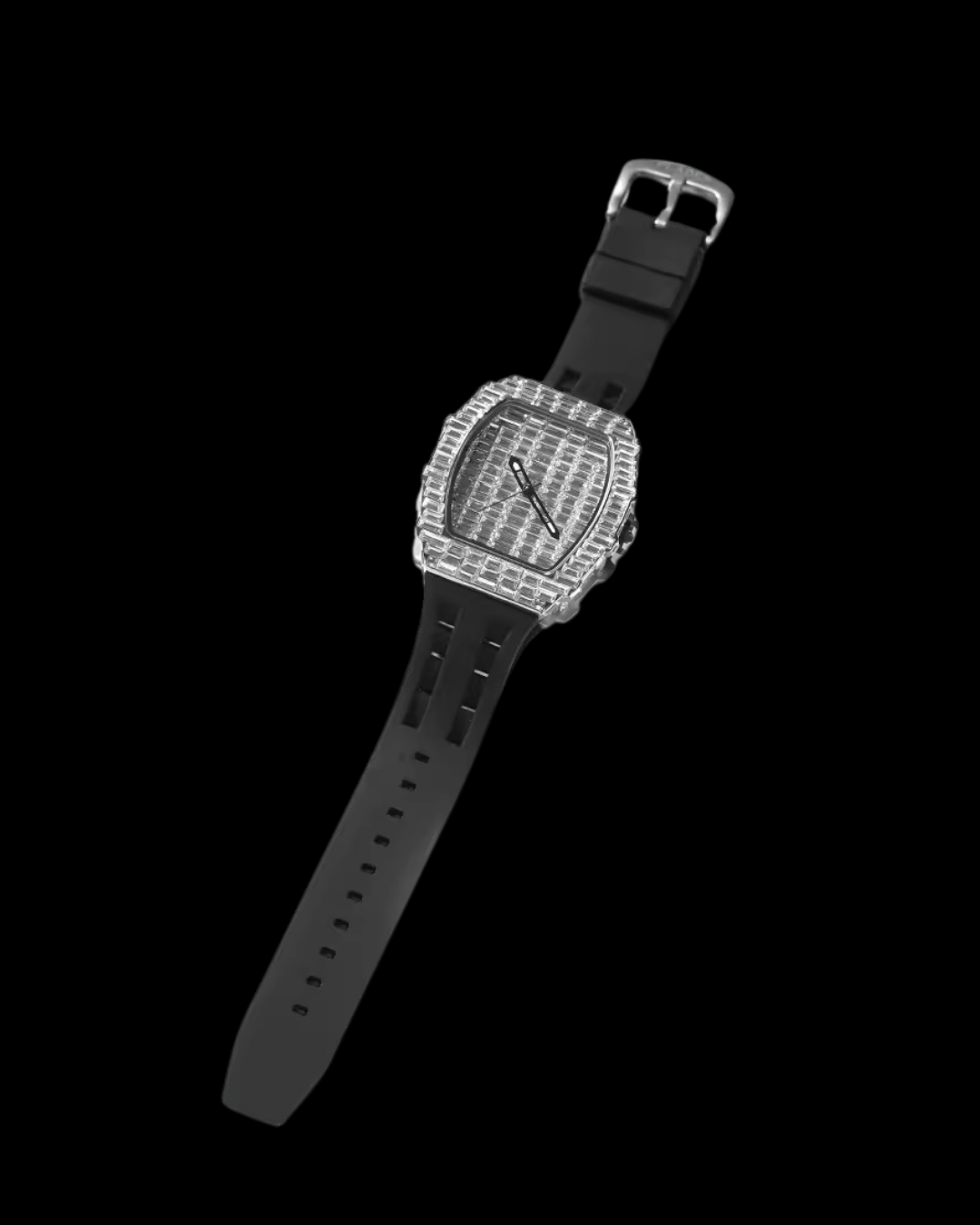 Gelati's Baguette Bussdown Carbon Diamonds & Stainless Steel Watch