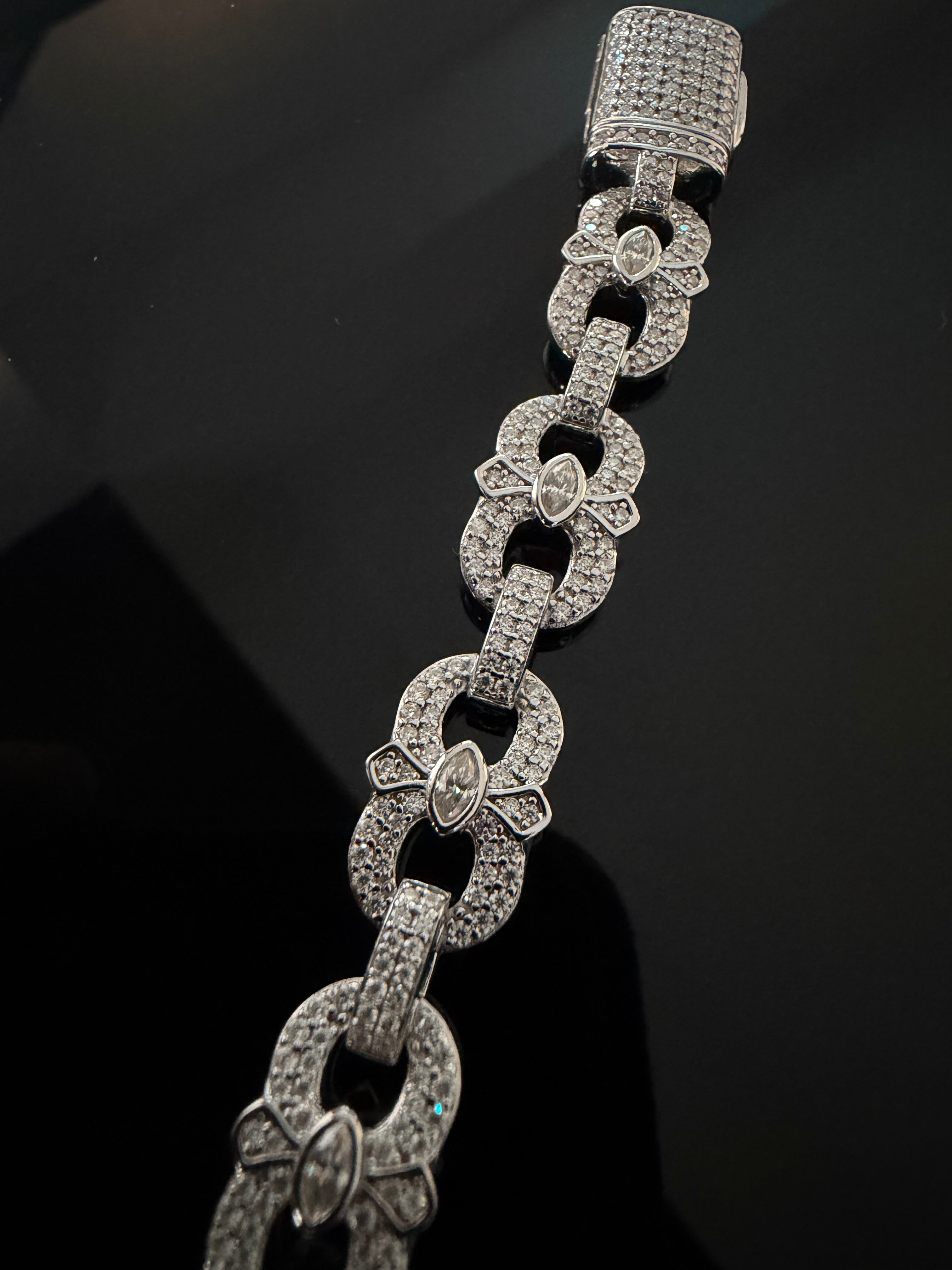 Gelati's Infinity Link & Marquise Cut Hybrid VVS1 Diamond Bracelet in solid 925 Sterling Silver & 18k Vermeil Gold Inlay
