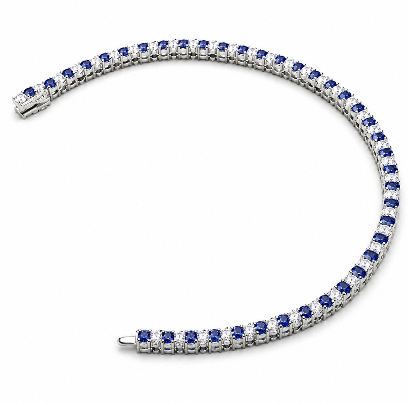 GHIACCIATO SAPPHIRE TENNIS BRACELET – DVVS1 MOISSANITE, 925 SILVER WITH PT950 PLATINUM INLAY