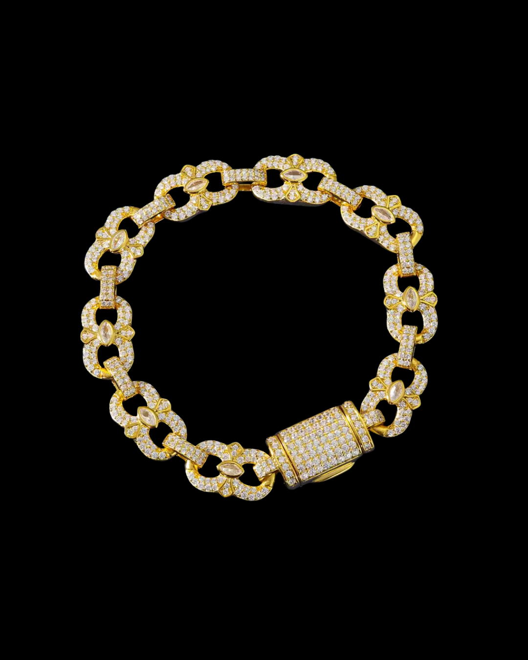 Gelati's Infinity Link & Pear Cut Details VVS1 Diamond Bracelet in solid 925 Sterling Silver & 18k Vermeil Gold Inlay
