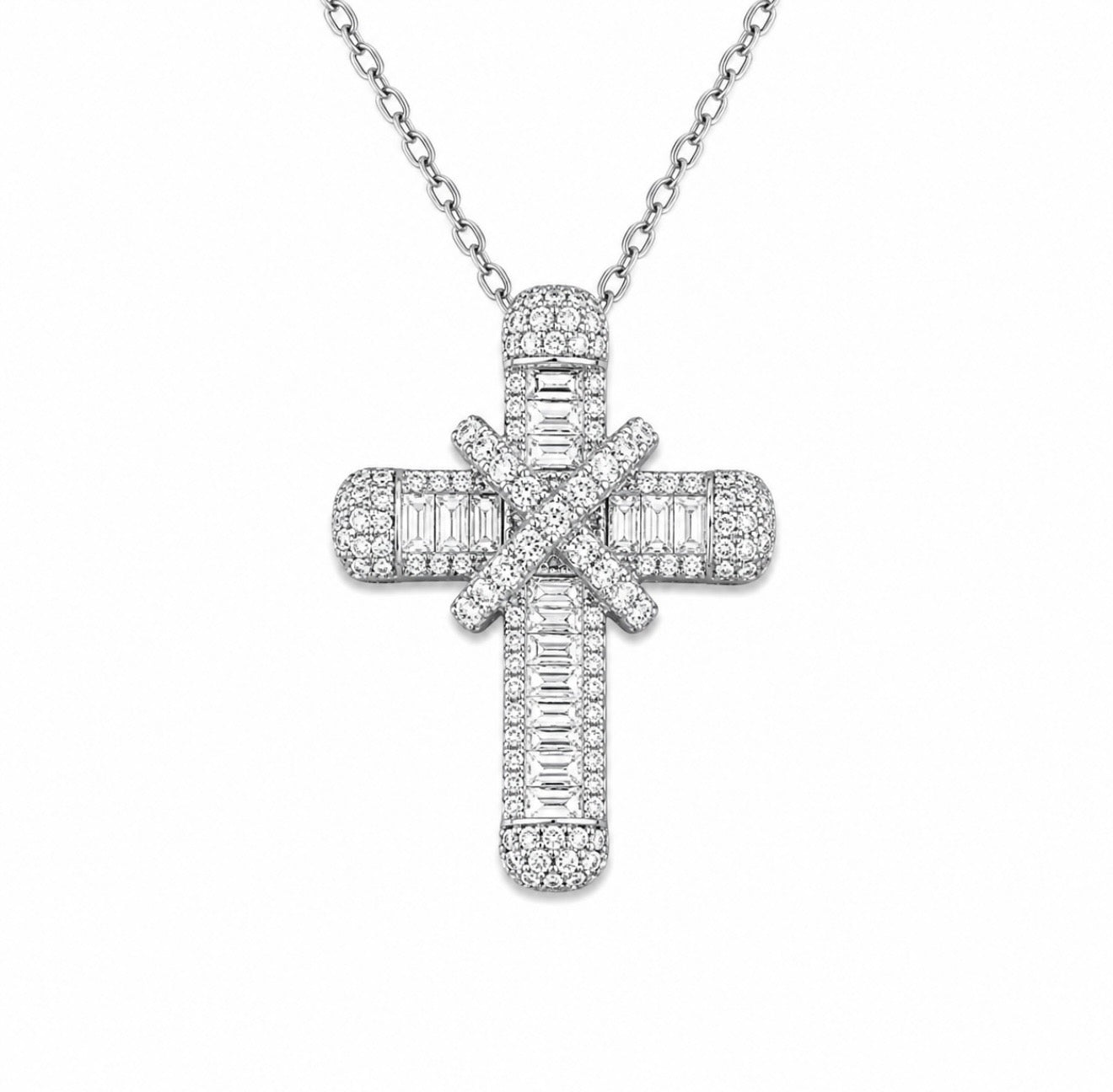 GELATI’S X CROSS DIAMOND PENDANT IN STEEL & 18K VERMEIL GOLD ACCENTS