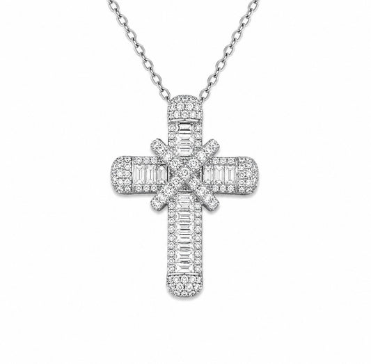 GELATI’S X CROSS DIAMOND PENDANT IN SOLID TITANIUM & 18K VERMEIL GOLD ACCENTS
