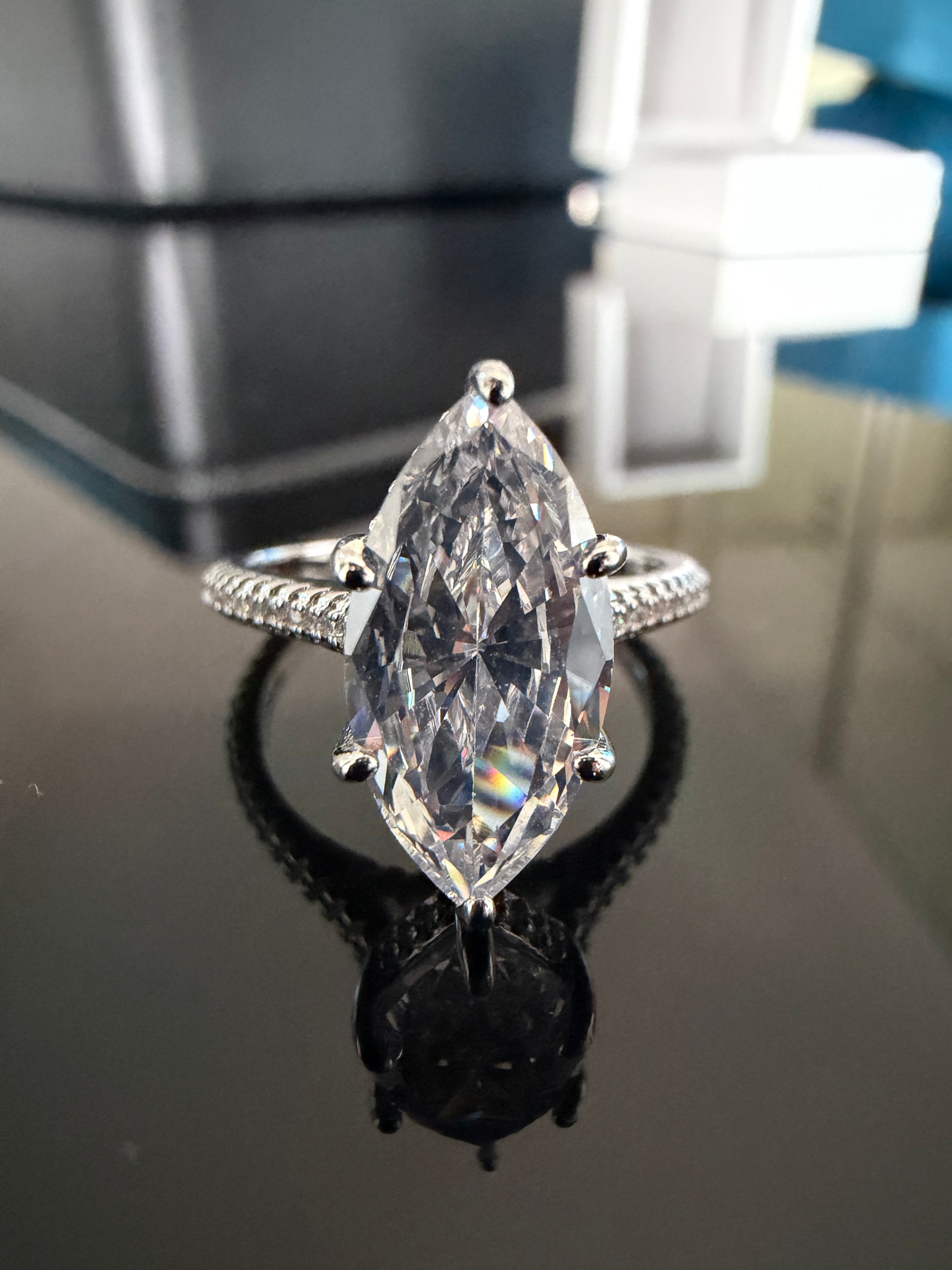 Dragonclaw Marquise Ring – 3CTW FL-IF Moissanite, 925 Silver & 18K Vermeil