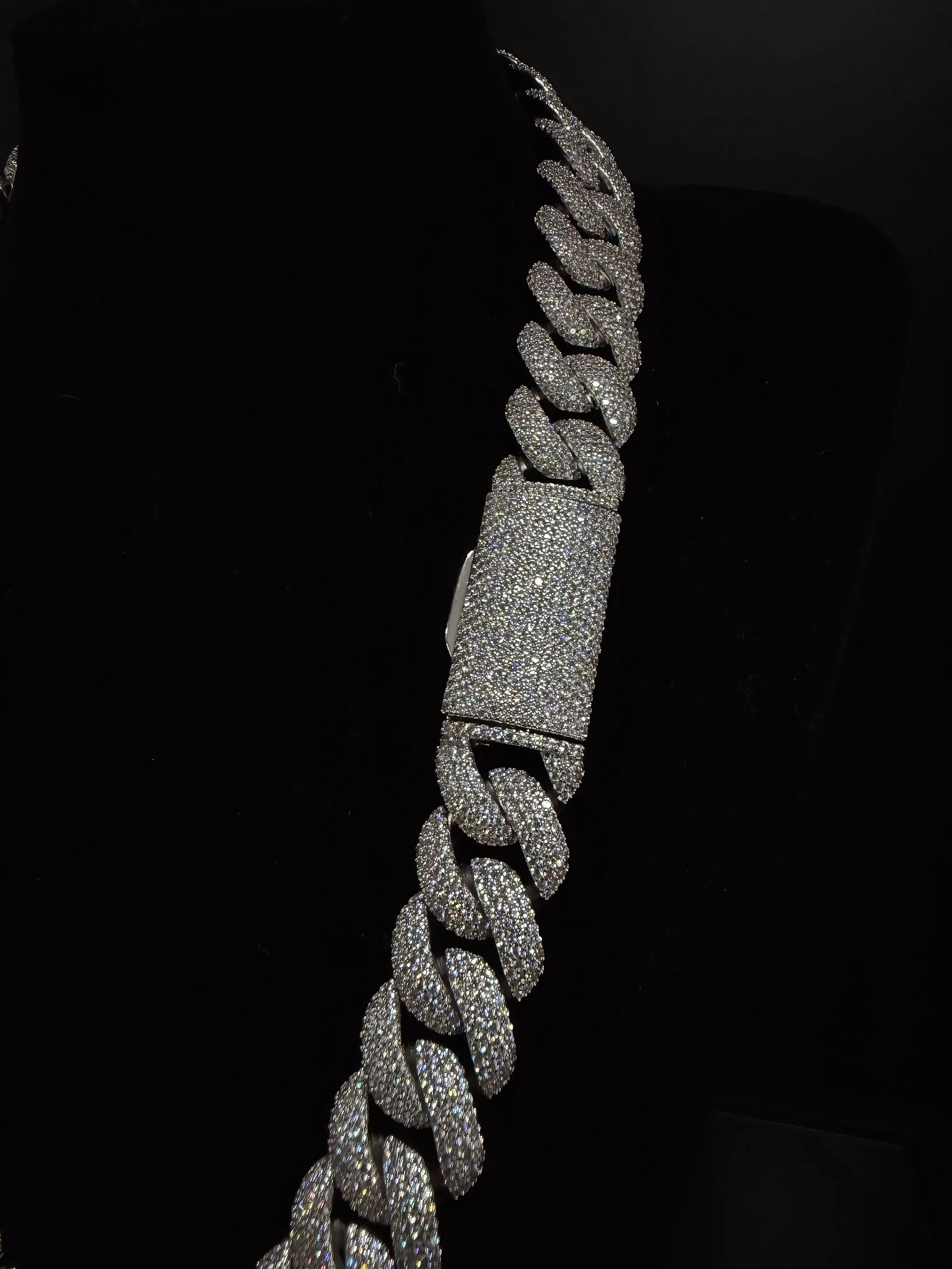 GELATI Colossus 20MM Diamond Cuban Moon Link Chain | FL-IF Flawless Moissanite |18K Vermeil Gold