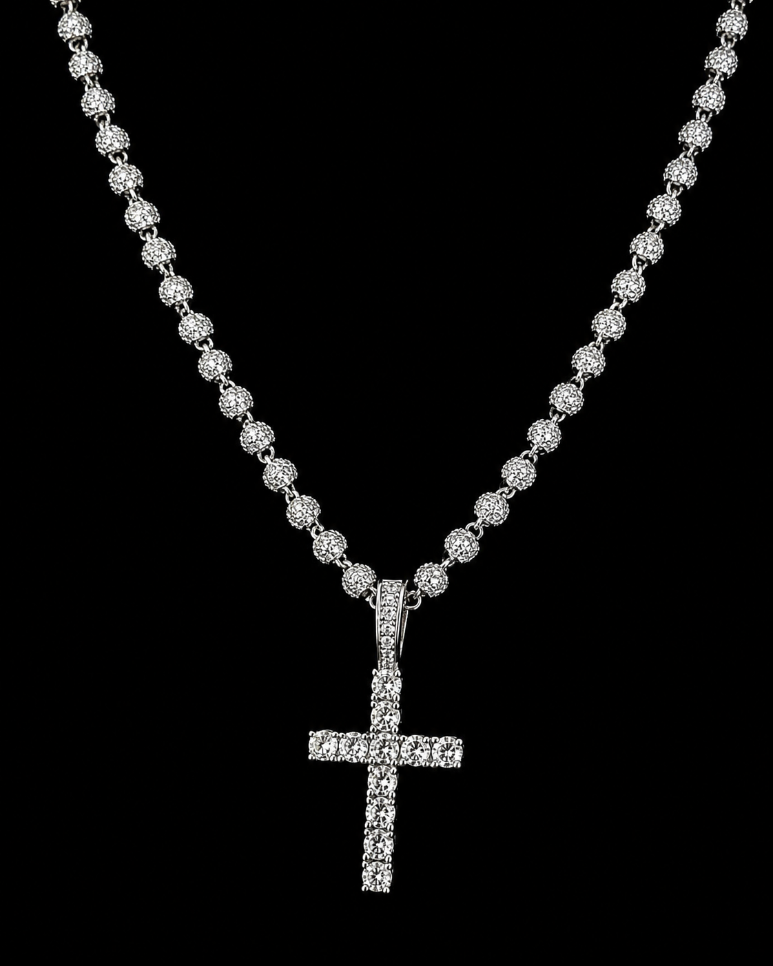 Signature DVVS-1 Lab Moissanite Diamond Beads Link Chain in Titanium -Sterling Silver & 18 K Vermeil White Gold