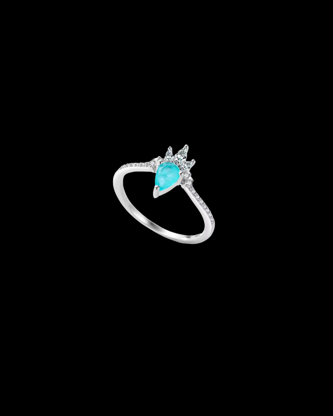 Gelati's Tourmaline & VVS1 Moissanite Diamond Ring in Sterling 925 Silver & 18k Vermeil Gold Inserts