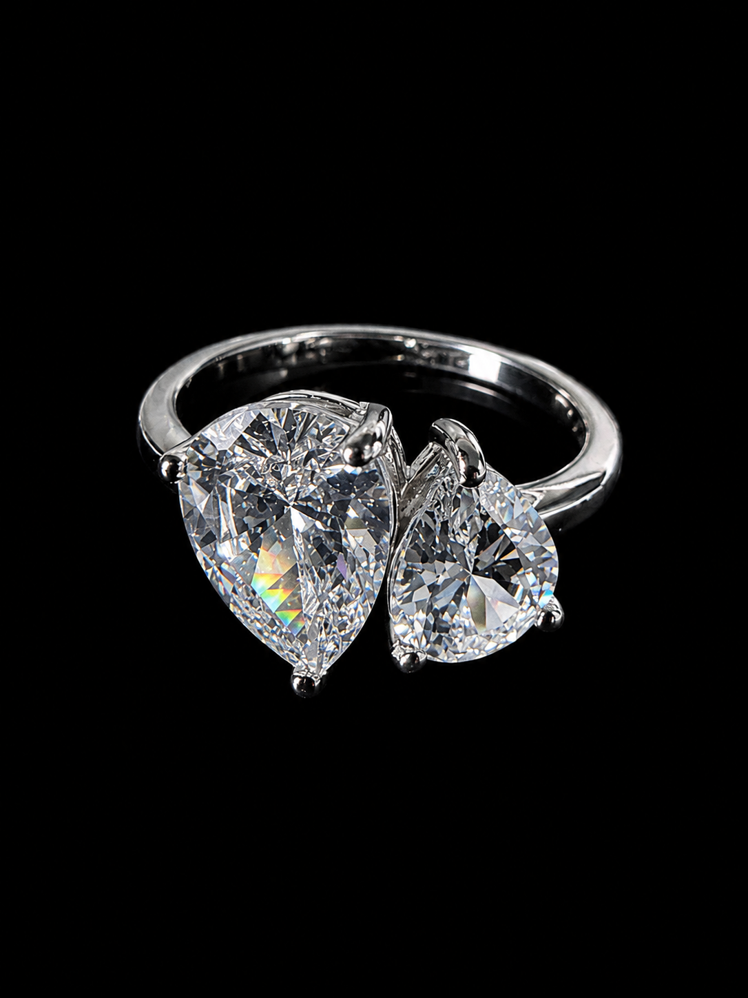 Mixed Baguette & Pear Cut 3Ct Eternity Ring 925 Silver - 18k White Gold Vermeil | FL-IF Moissanite