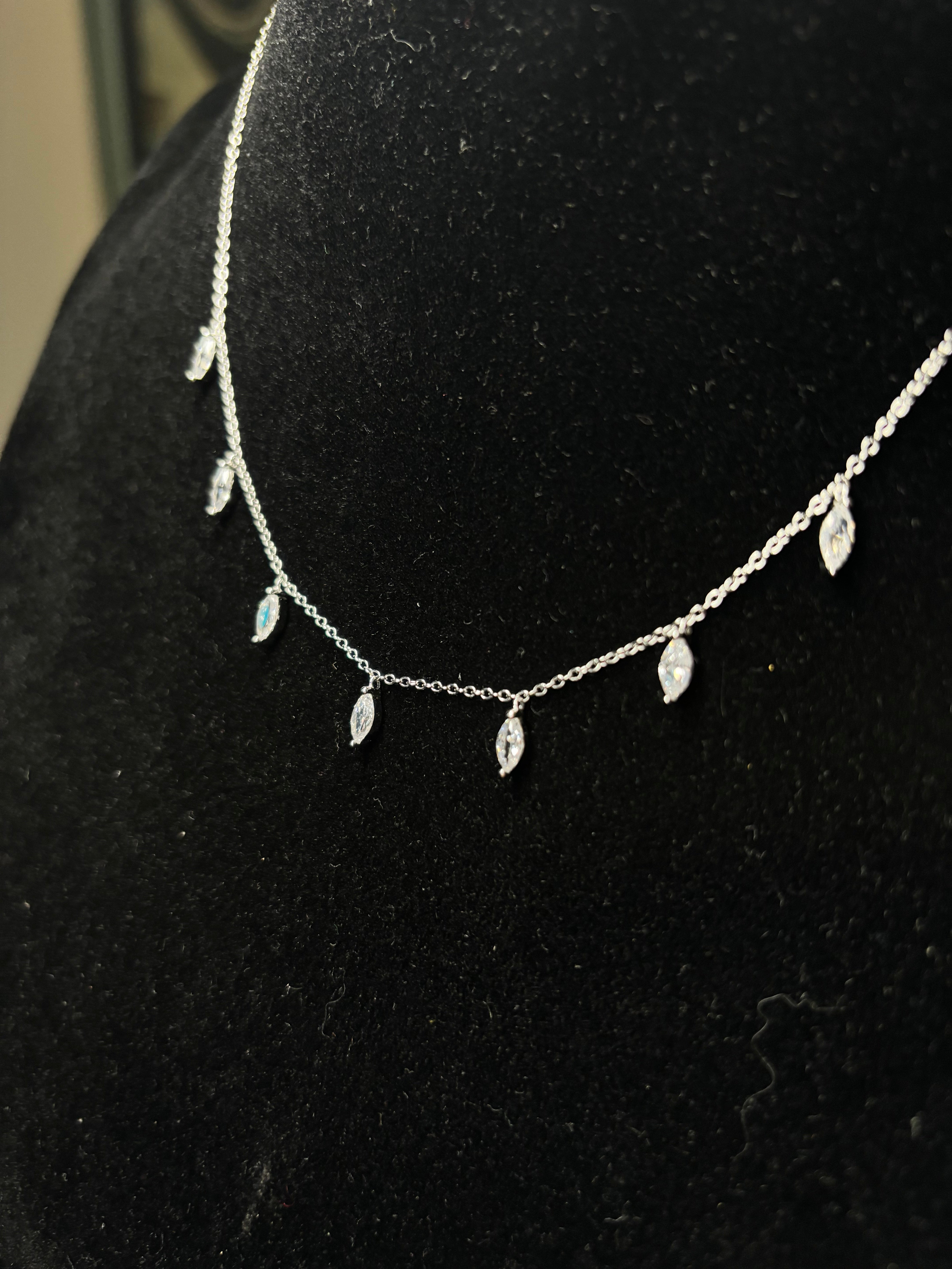 Gelati's Diamond 1 Ctw DVVS1 Lab Moissanite Marquise Droptear Necklace in solid 925 Sterling Silver & 14k Vermeil Gold