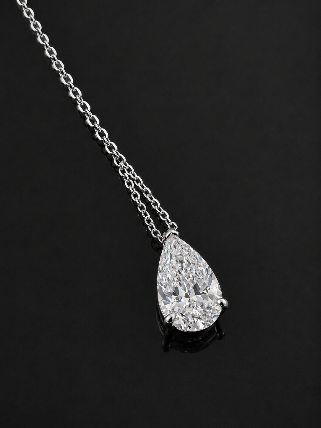 "Celeste" Pear Cut Diamond Necklace – 3CTW FL-IF Moissanite 925 Silver & 18K White Vermeil
