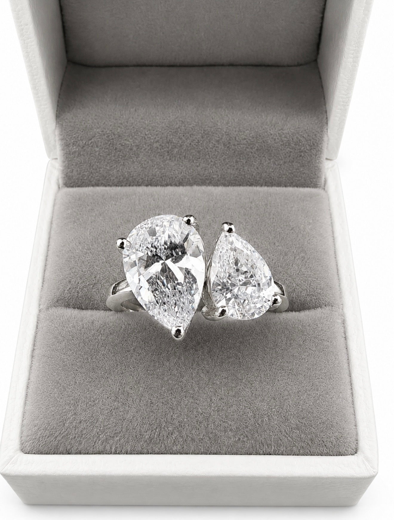 MIXED BAGUETTE & PEAR CUT 3CT ETERNITY RING 925 SILVER - 18K WHITE GOLD VERMEIL | FL-IF MOISSANITE