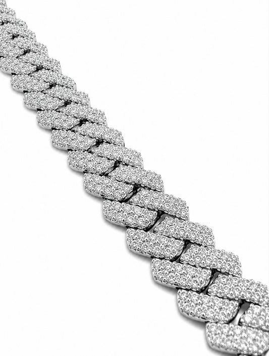 GELATI’S BESPOKE IGI CERTIFIED VS1 3EX DIAMOND 7,4 CTW 7MM MIAMI LINK TWO ROW CUBAN BRACELET IN 14K VERMEIL GOLD & 925 STERLING SILVER 3,5MM