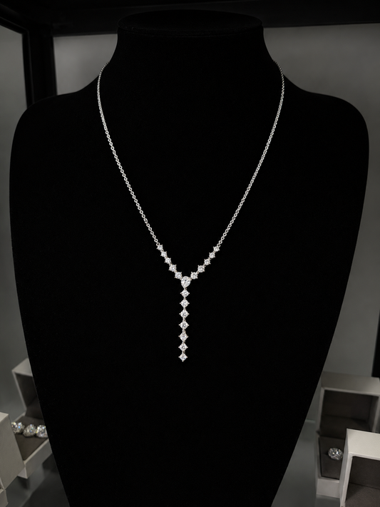 Gelati Celestia Drop Necklace — 3CTW FL/IF Lab Moissanite | 925 Silver & 18K White Gold