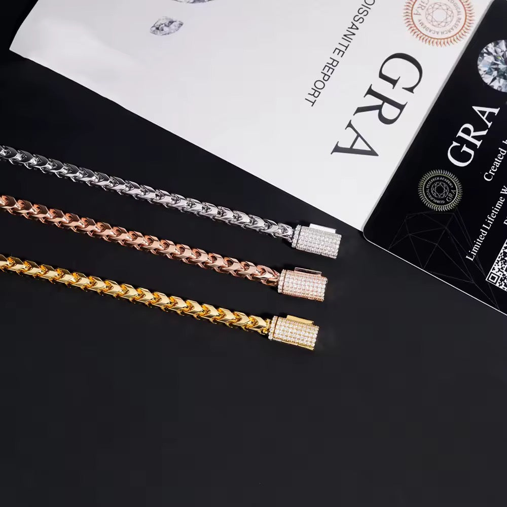 Gelati's VVS1 Moissanite & 925 Sterling Silver 6MM Snake Link Chain With 18k Vermeil Gold Inserts