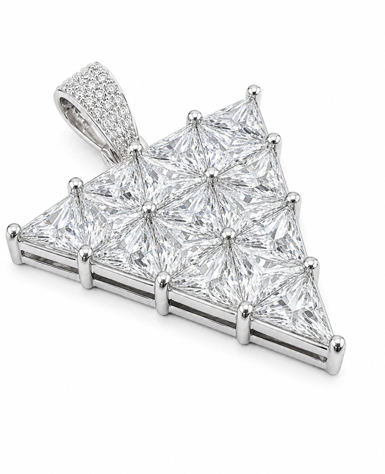 “TRINITY” RADIANT CUT INVISIBLE SETTING CARBON DIAMOND PENDANT – TITANIUM & 18K VERMEIL