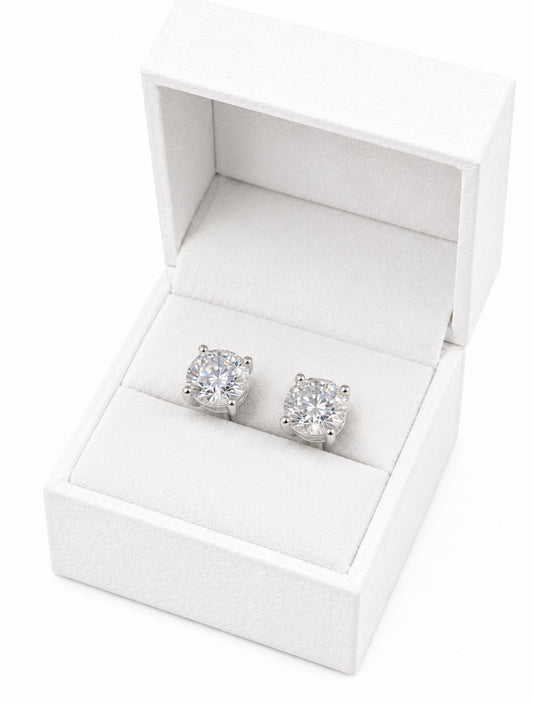 LUNAR 2.5CTW EARRINGS – FL-IF D-COLOR 3EX MOISSANITE, 925 SILVER & 18K VERMEIL