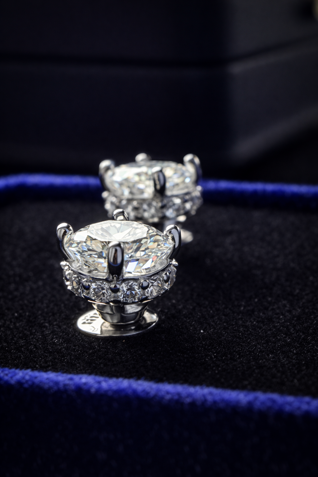 Gelati's Bussdown Twilight 2CT FL-IF ( Flawless) Moissanite Diamond Earrings in solid 925 Sterling Silver & 18k Vermeil Gold Inlay