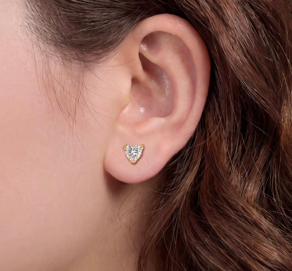 GELATI DIAMOND DEVIL EARRINGS | FL-IF FLAWLESS MOISSANITE | 925 STERLING SILVER | 18K VERMEIL GOLD