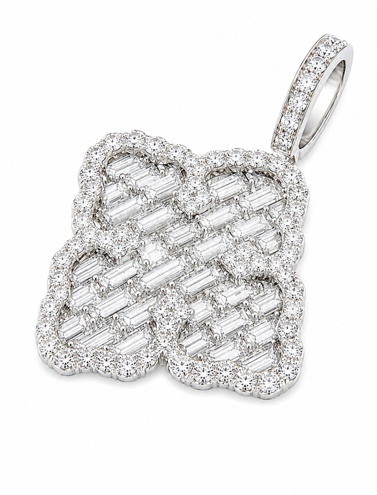 CARBON BAGUETTE CLOVER PENDANT – TITANIUM & 18K VERMEIL GOLD