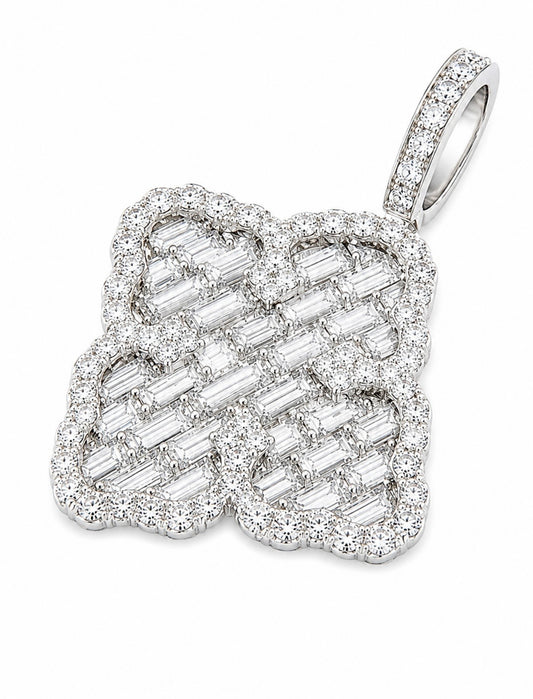 CARBON BAGUETTE CLOVER PENDANT – TITANIUM & 18K VERMEIL GOLD