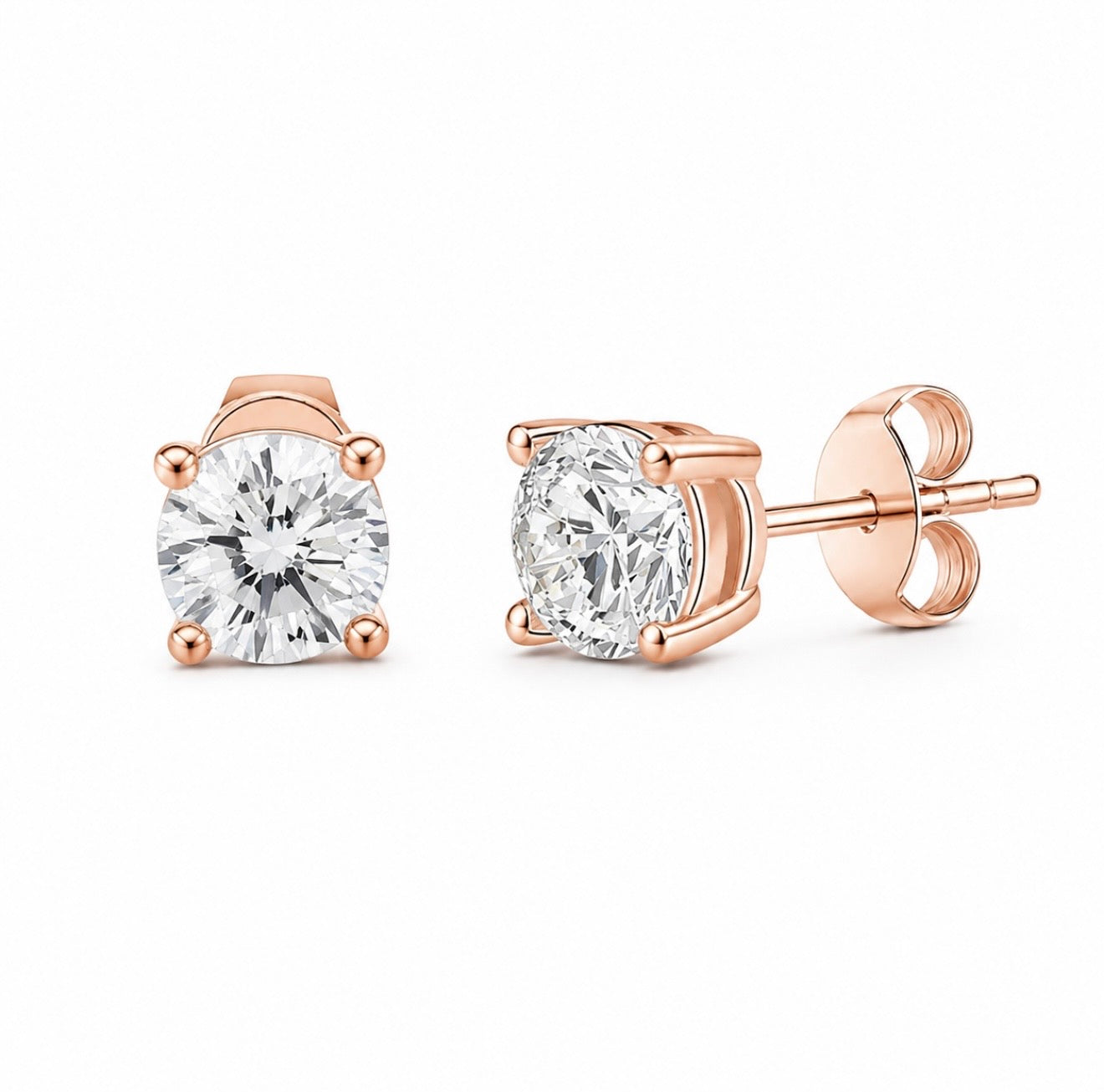 GELATI’S 14K VERMEIL GOLD & 925 STERLING SILVER VS1 D-COLOR 3EX LAB DIAMOND SOLITAIRE STUDS – 1.00CTW IGI CERTIFIED