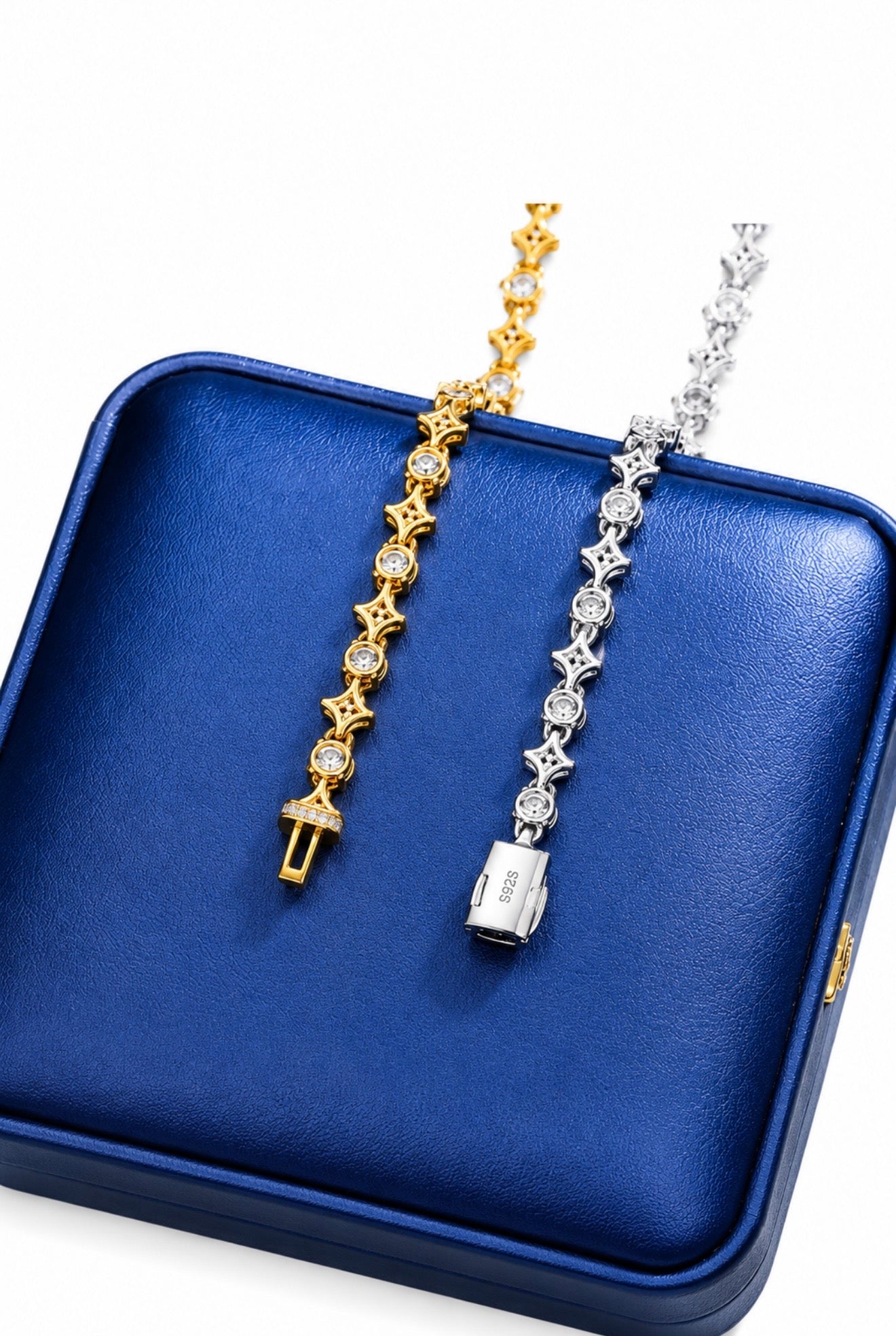 STARCHAIN TENNIS NECKLACE – FL–IF/HCD MOISSANITE, 925 SILVER & TITANIUM – 14K VERMEIL