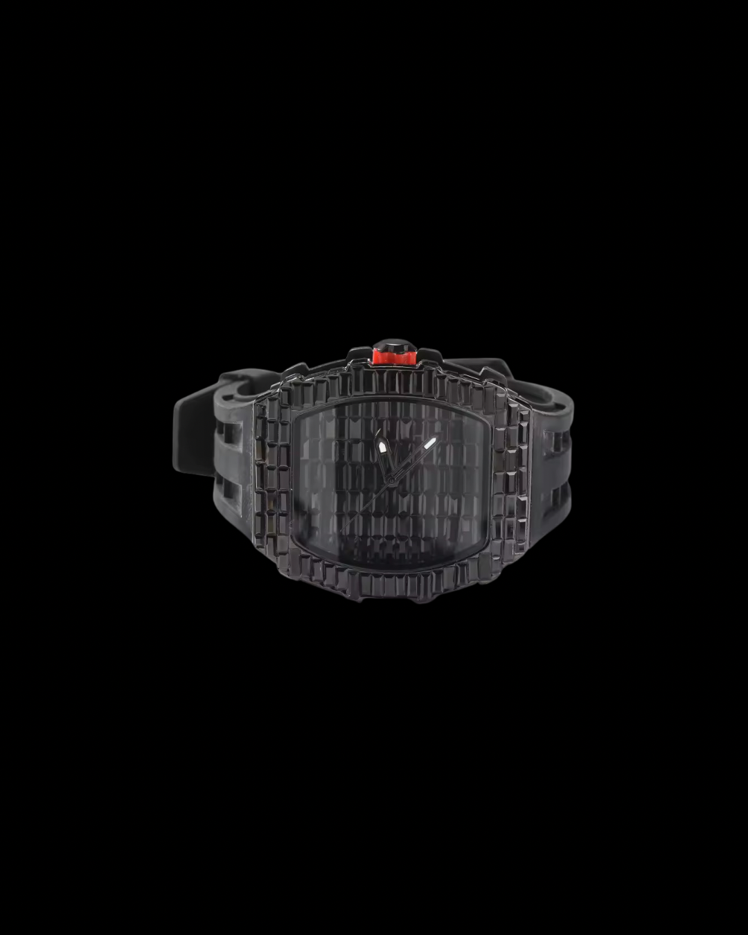 Gelati's Baguette Bussdown Carbon Diamonds & Stainless Steel Watch