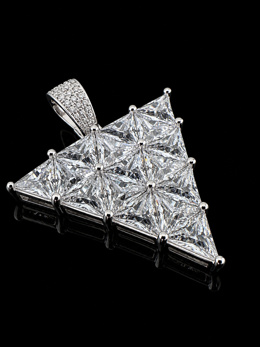 "Trinity" Radiant Cut Invisible Setting Carbon Diamond Pendant – Titanium & 18K Vermeil | Chain Included