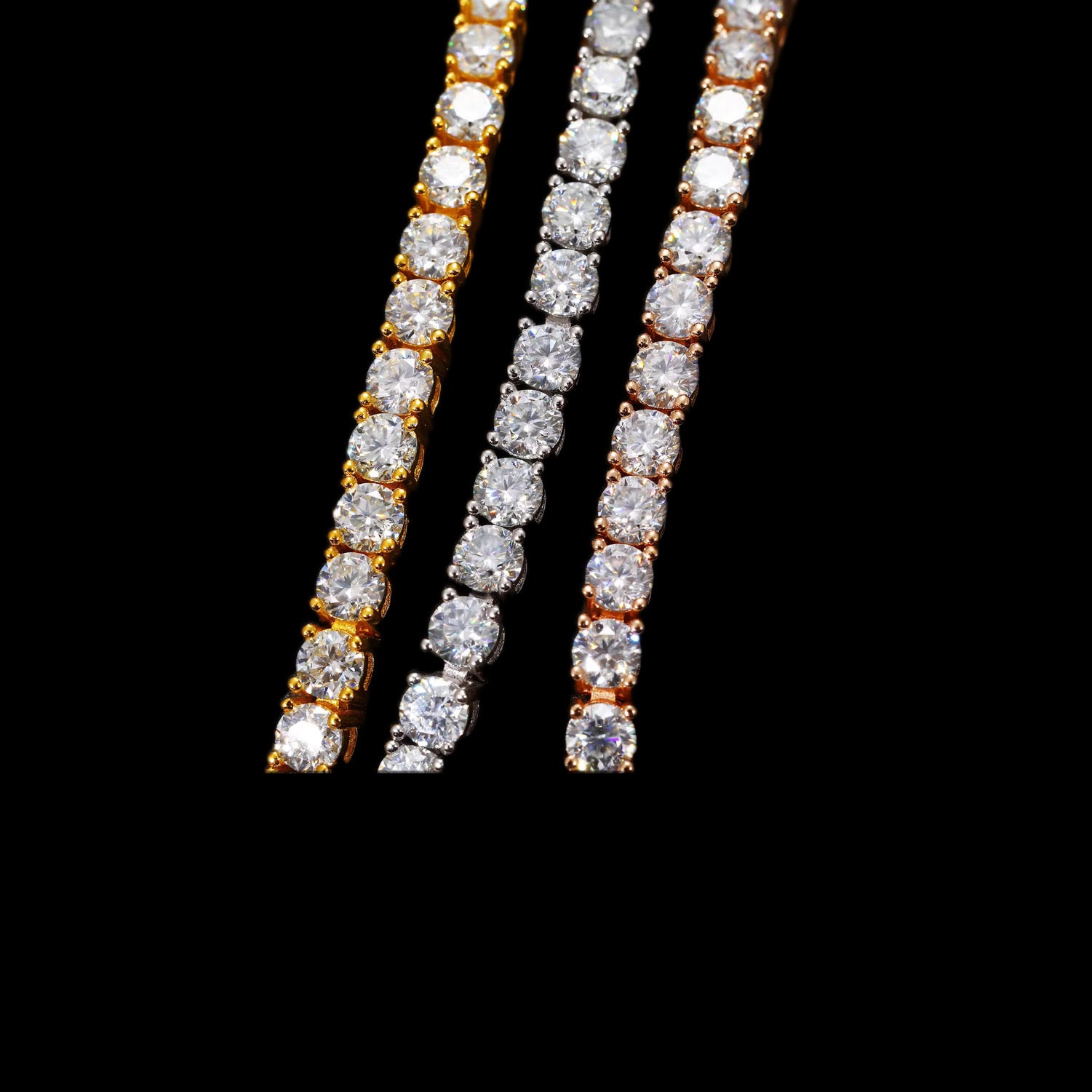 Gelati' Signature Titanium & Silver Diamond Tennis Glacial Bracelet with 18k Vermeil Inserts