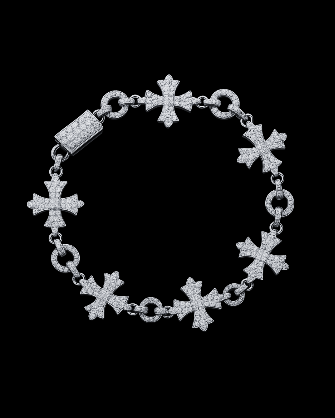 Gelati's Glacier Cross Link VVS1/CB Diamond Bracelet in solid 925 Sterling Silver & 18k Vermeil Gold Inlay