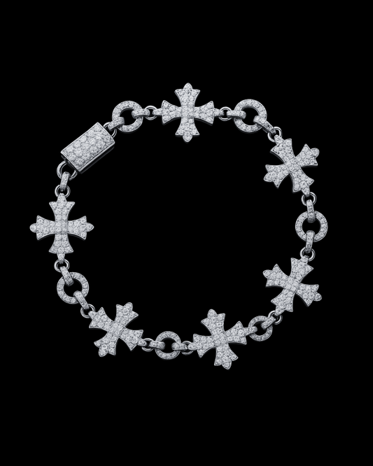 Gelati's Glacier Cross Link VVS1/CB Diamond Bracelet in solid 925 Sterling Silver & 18k Vermeil Gold Inlay