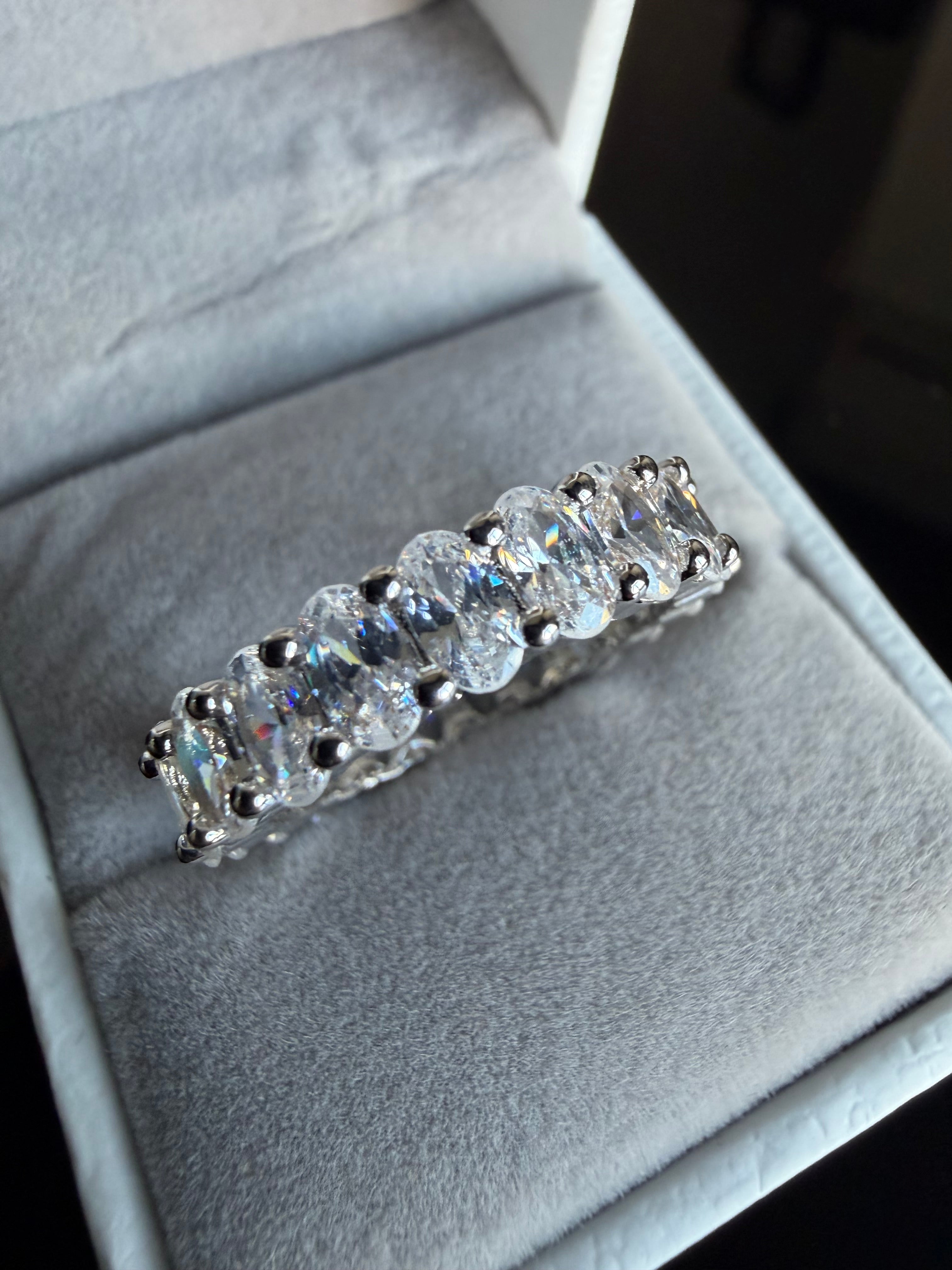 Sottozero Oval Eternity Ring – DVVS1/CB Moissanite, 925 Silver & 18k Vermeil