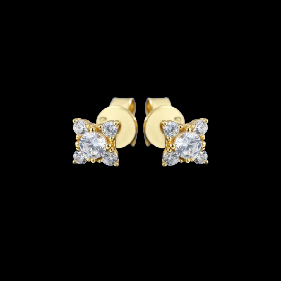 Gelati's VVS1 Starlight Diamond Earrings in solid 925 Sterling Silver & 18k Vermeil Gold Inlay