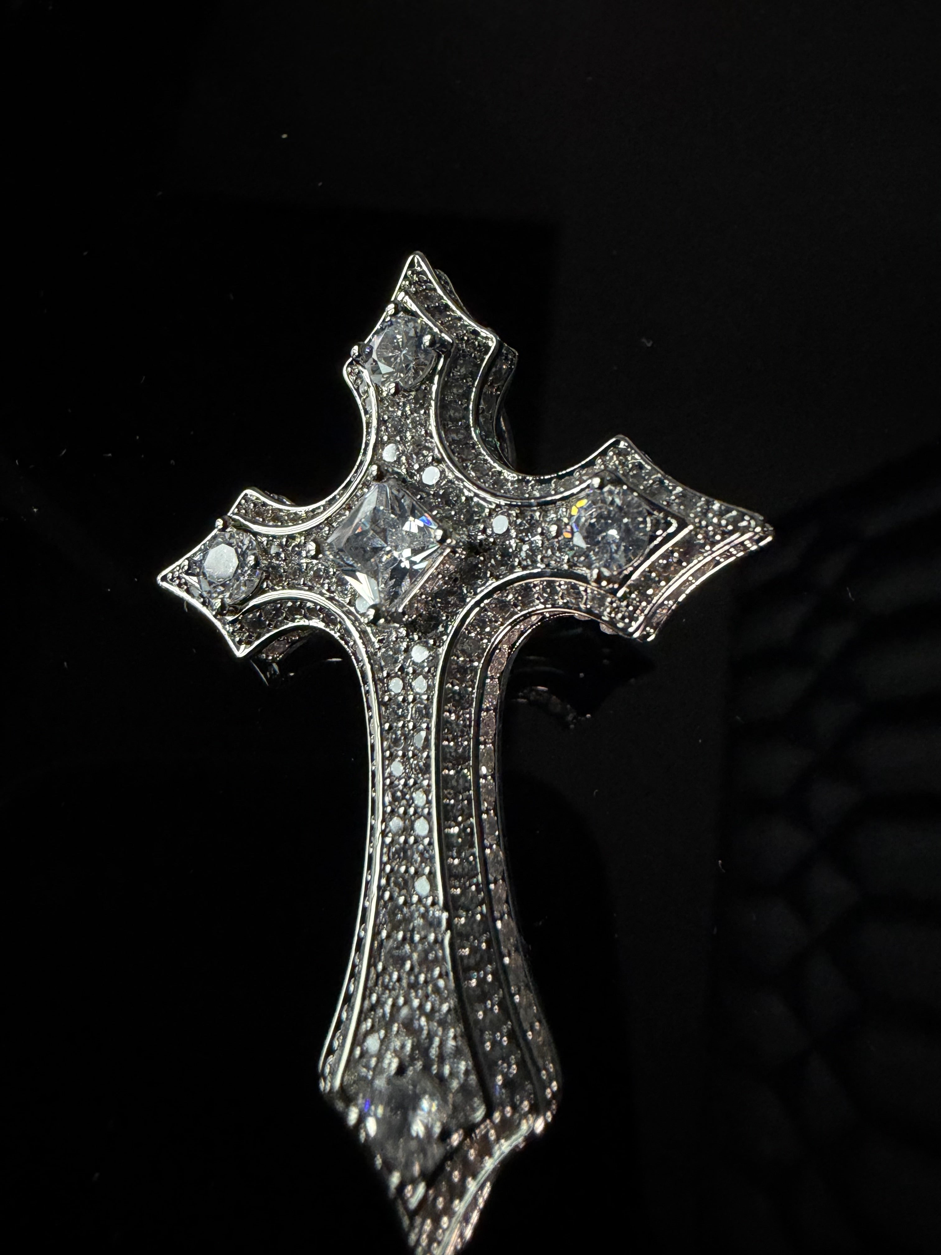 Inferno Crucifix Pendant – Carbon Diamonds, Titanium & 14K Vermeil