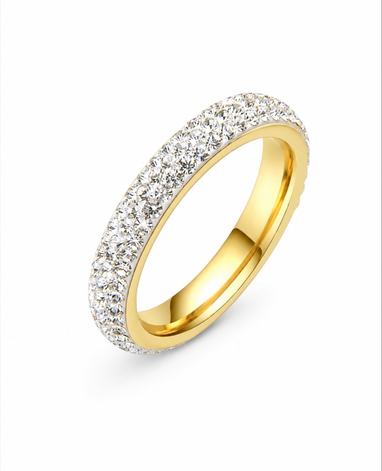 GELATI’S 4MM MICRO PAVE CARBON DIAMONDS TITANIUM & VERMEIL 18K LAYERS INFINITY BAND
