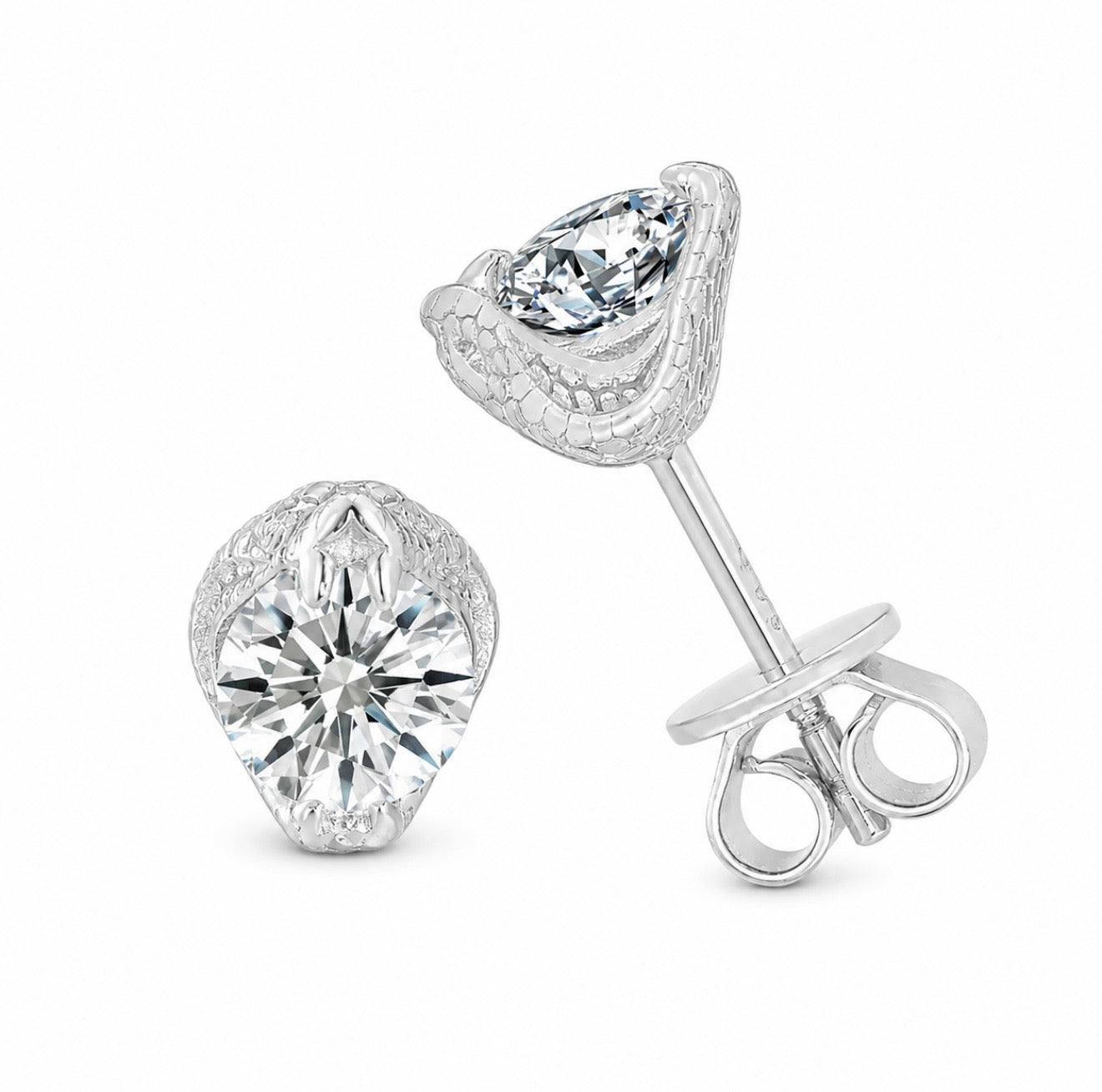 GELATI’S VVS1 MOISSANITE DIAMOND SNAKE STUD EARRINGS IN 925 STERLING SILVER & 18K VERMEIL GOLD