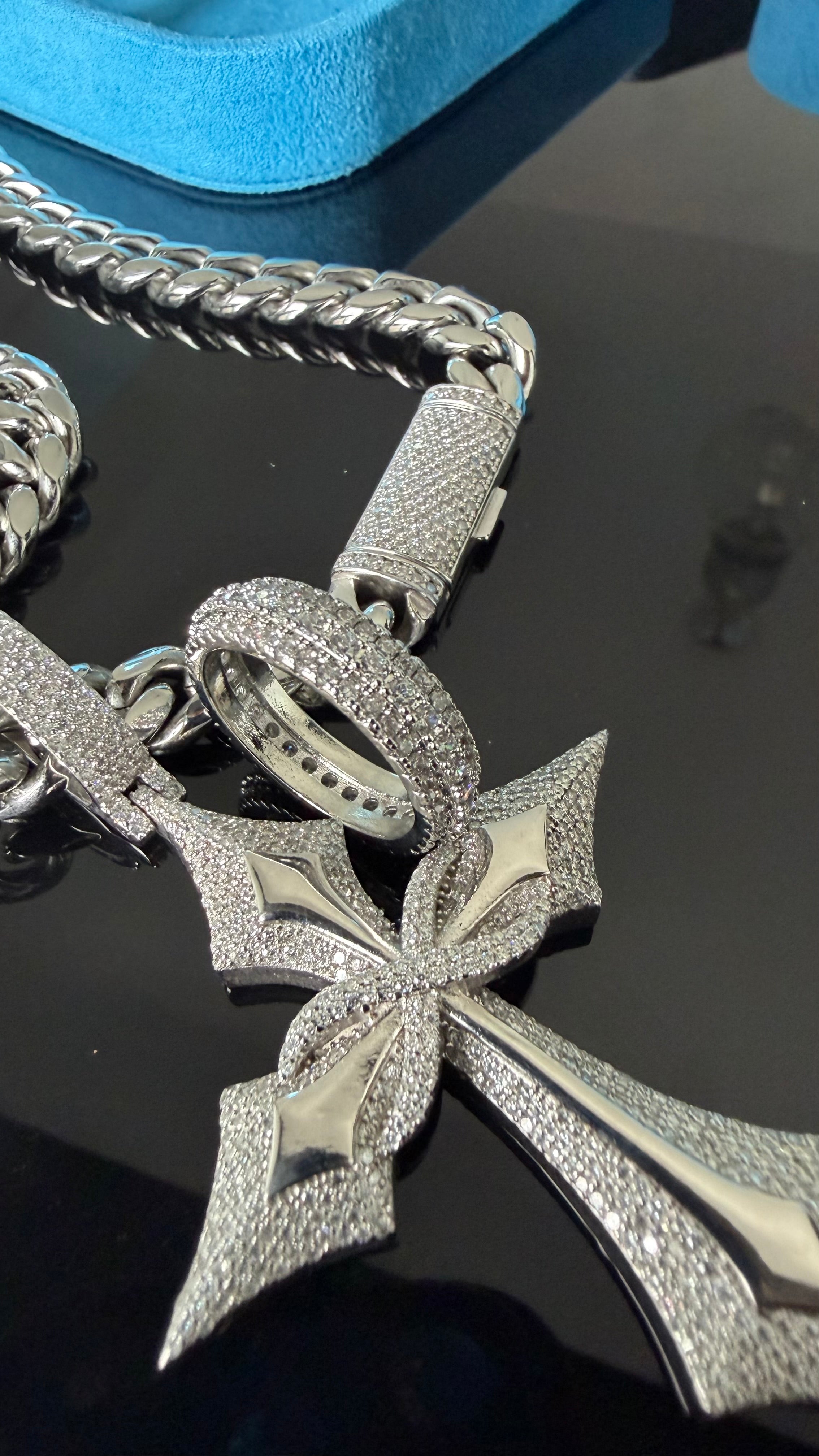 Gelati's Tri Row Prongue DVVS1/CB Lab Moissanite 925 Sterling Silver & 18K Vermeil Gold 3Ctw Eternity Band